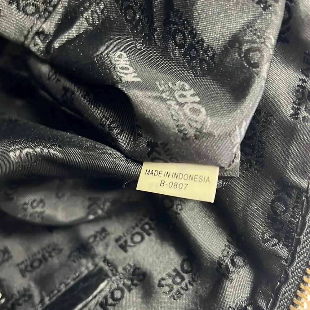 Michael Kors Grey and Black Canvas Hobo Shoulder Bag